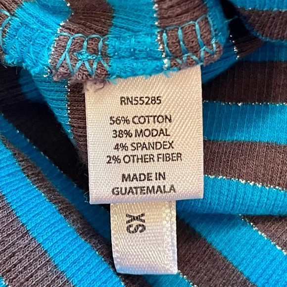 EXPRESS MINI STRIPED RACERBACK TANK DRESS, GREY-BROWN/TEAL, Sz XS. - Picture 4 of 4